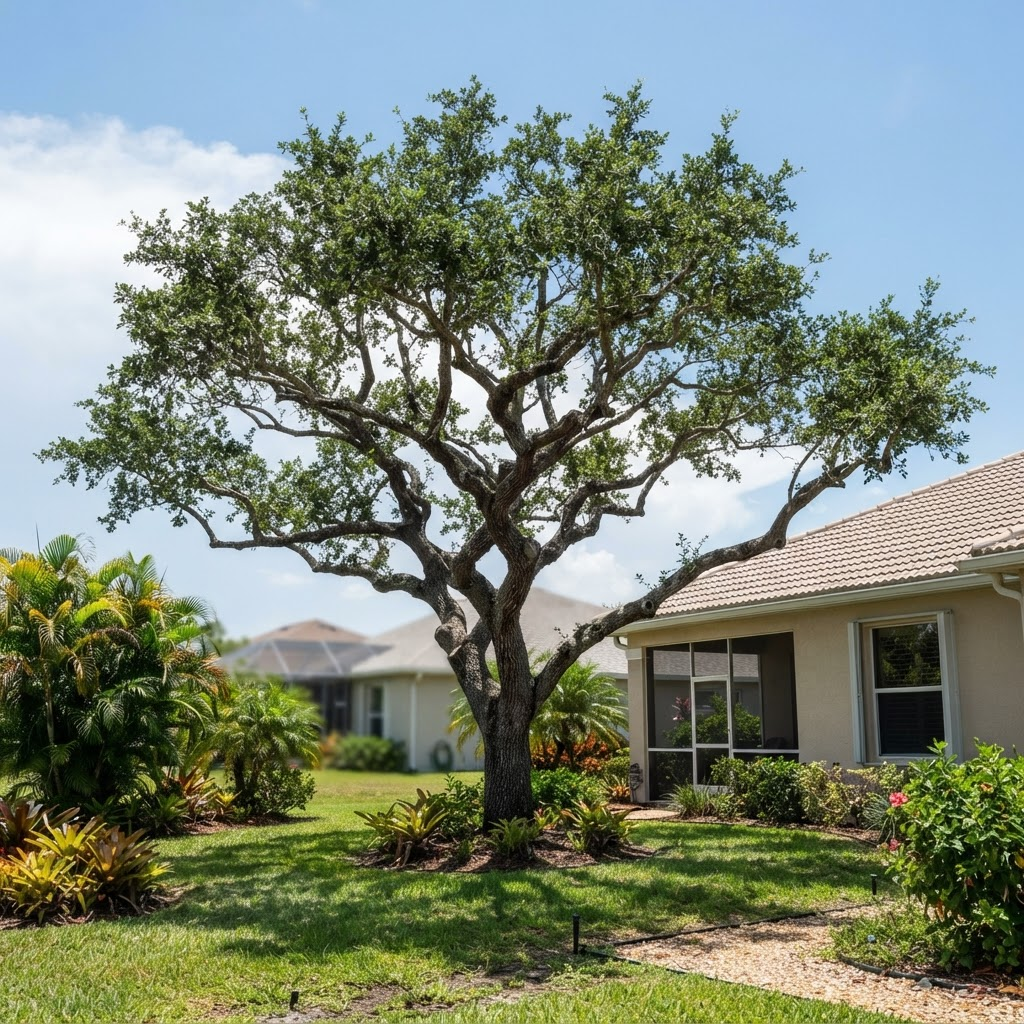 Sound, well-structured live oak canopy after professional pruning